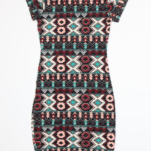 ICE FASHION Womens Black Fair Isle  Bodycon  Size XS