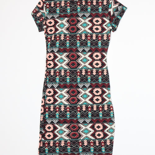 ICE FASHION Womens Black Fair Isle  Bodycon  Size XS
