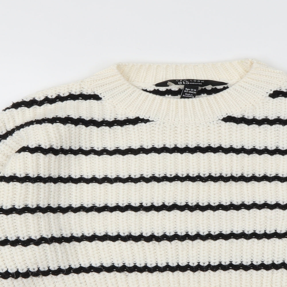 New Look Girls Ivory Striped  Pullover Jumper Size 12-13 Years