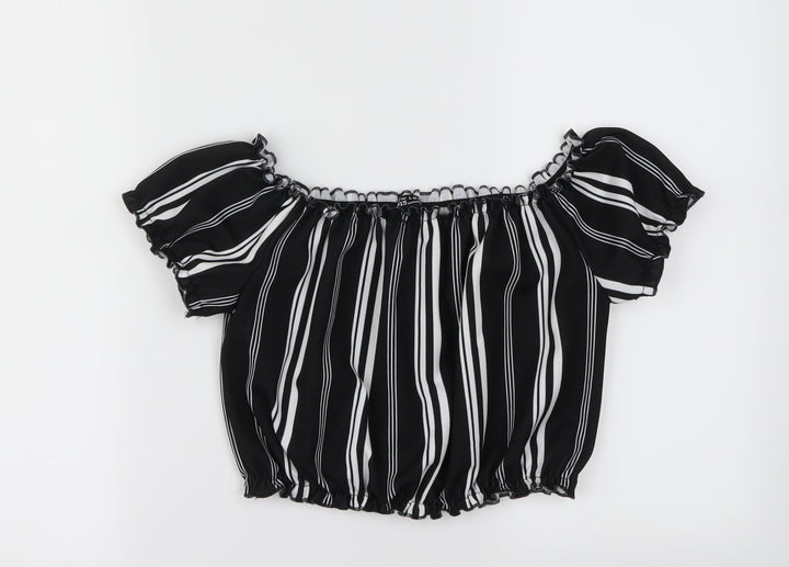 New Look Girls Black Striped  Basic Blouse Size 12 Years
