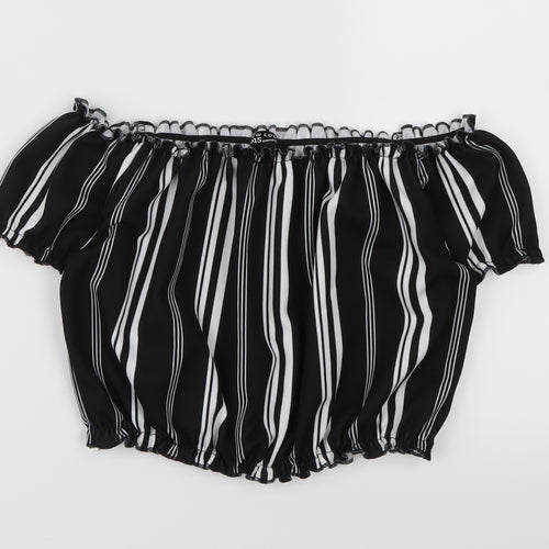 New Look Girls Black Striped  Basic Blouse Size 12 Years