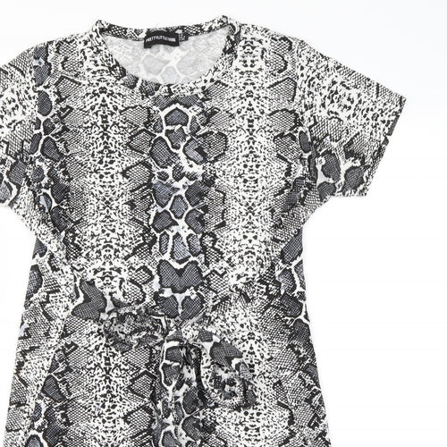 pretty little thing Womens White Animal Print  Mini  Size 8