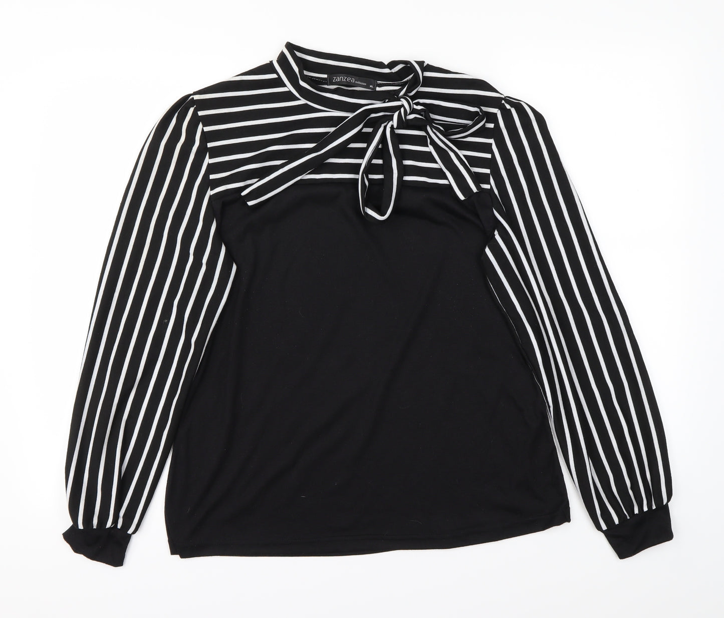Zanzea Womens Black Striped  Basic T-Shirt Size XL