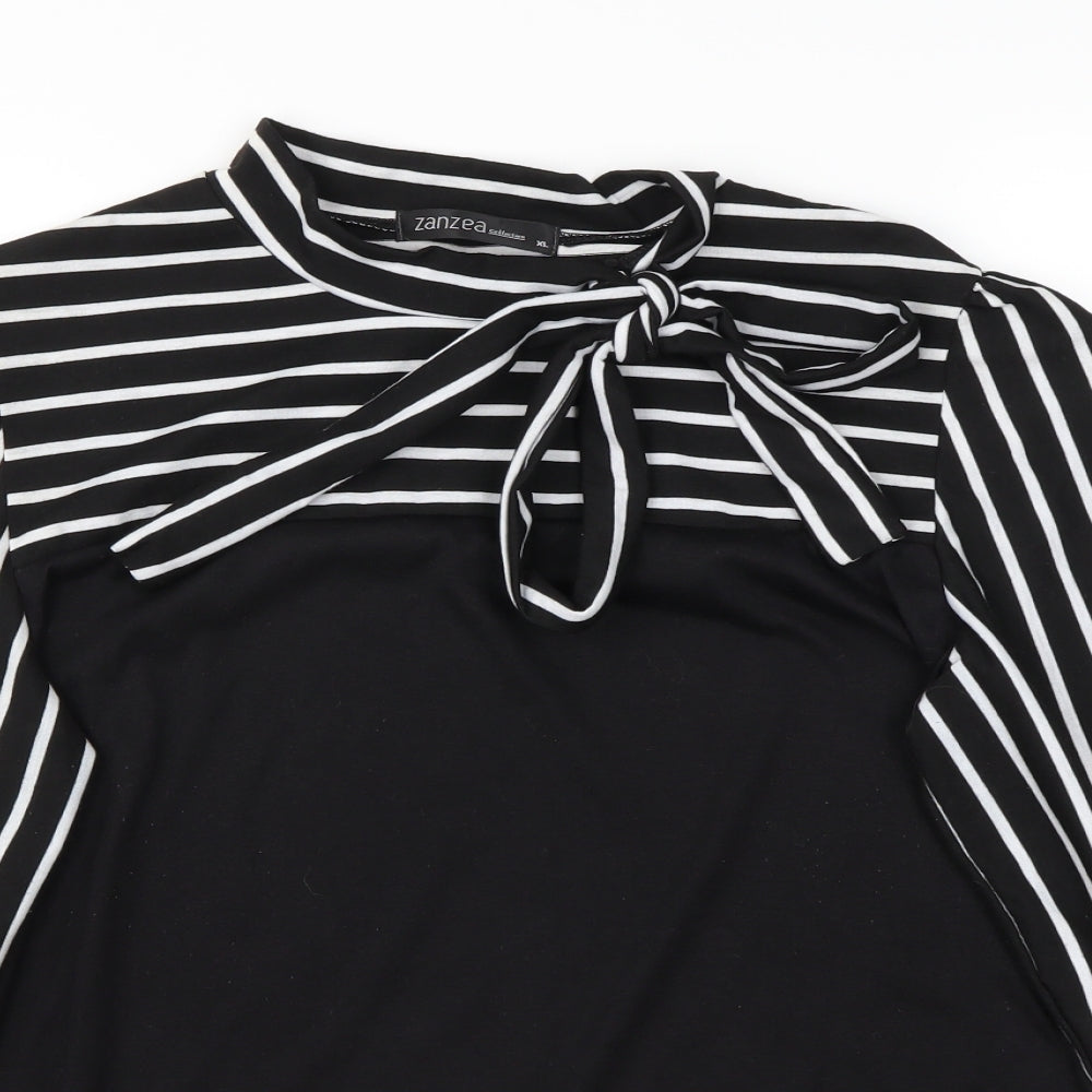 Zanzea Womens Black Striped  Basic T-Shirt Size XL