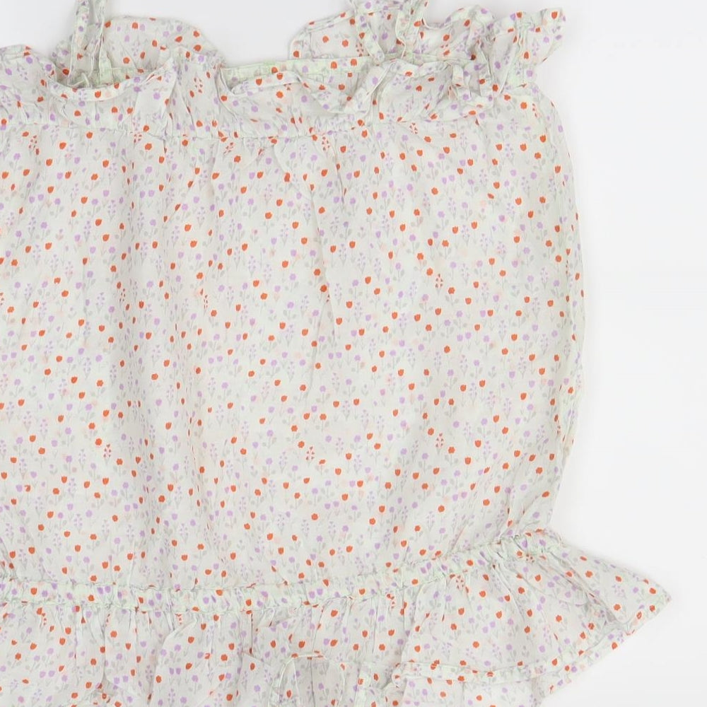 River Womens White Floral  Basic T-Shirt Size 6