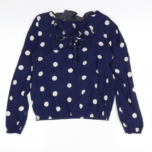 Billie & Blossom Womens Blue Polka Dot  Basic Blouse Size 8