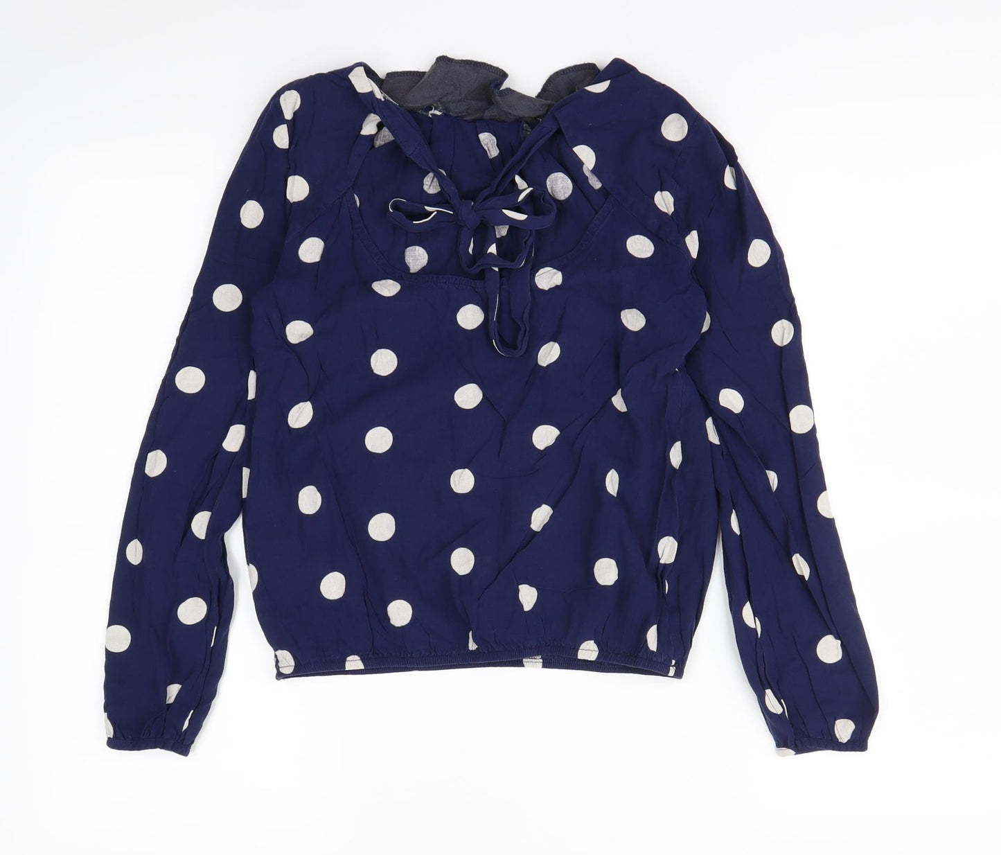 Billie & Blossom Womens Blue Polka Dot  Basic Blouse Size 8