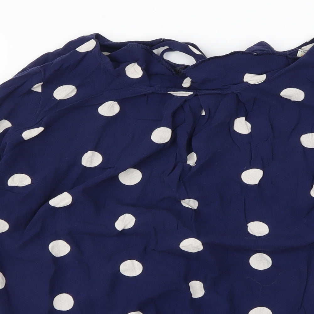 Billie & Blossom Womens Blue Polka Dot  Basic Blouse Size 8
