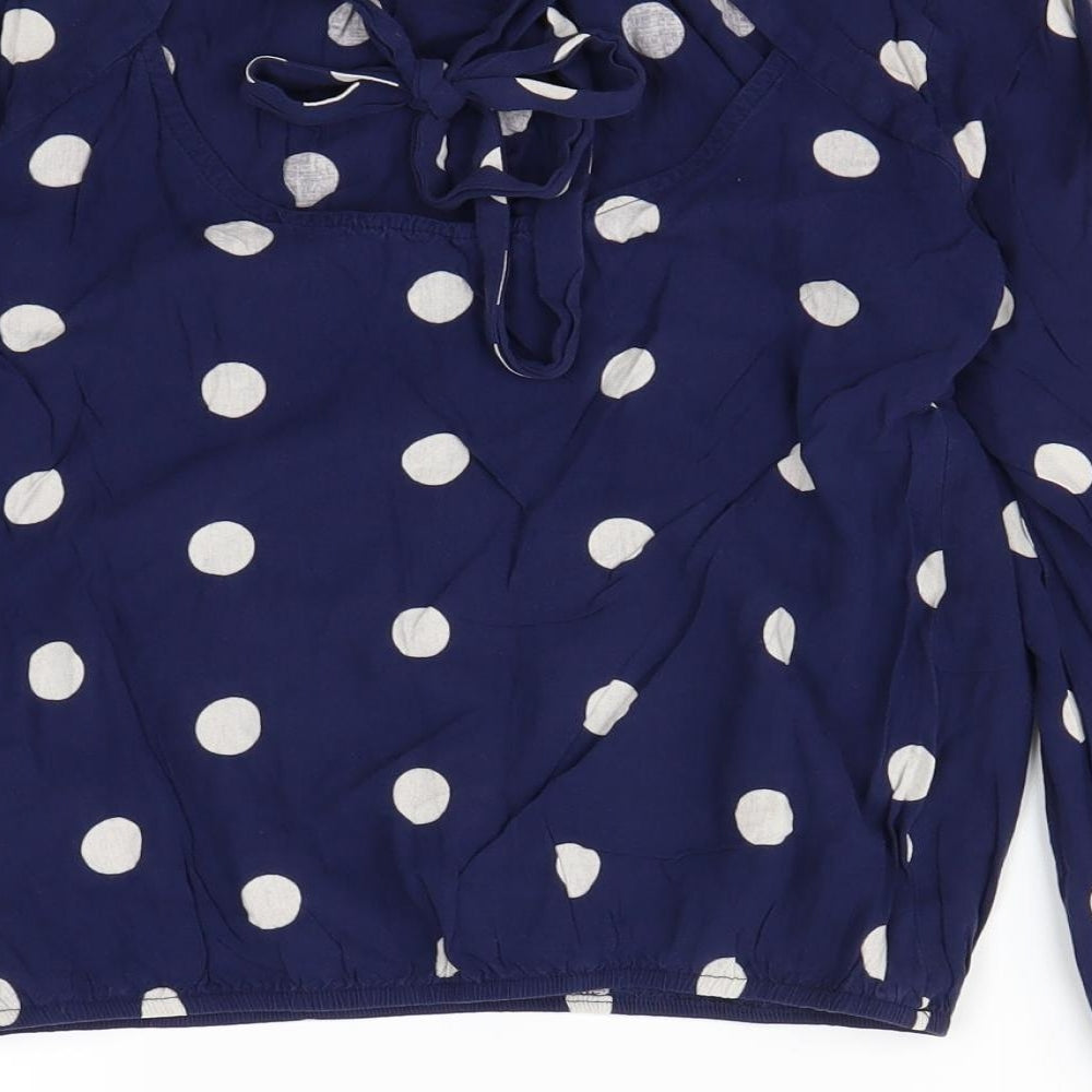 Billie & Blossom Womens Blue Polka Dot  Basic Blouse Size 8