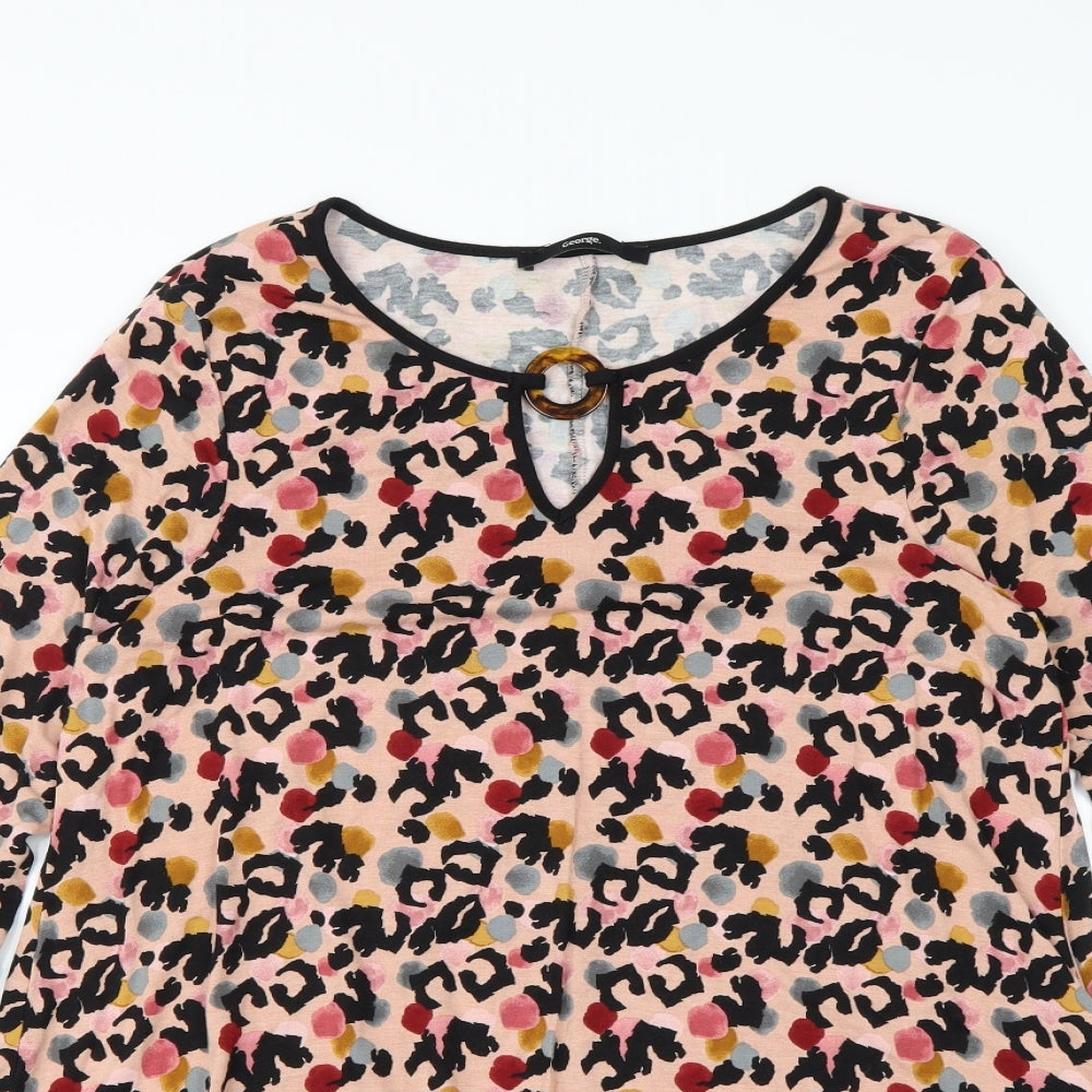 George Womens Multicoloured Animal Print  Basic Blouse Size 8