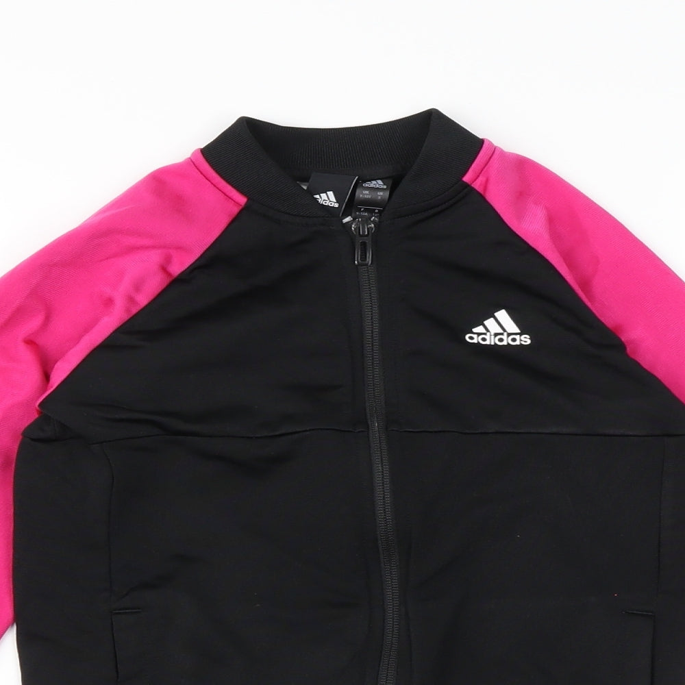 adidas Girls Black   Full Zip Sweatshirt Size 9-10 Years