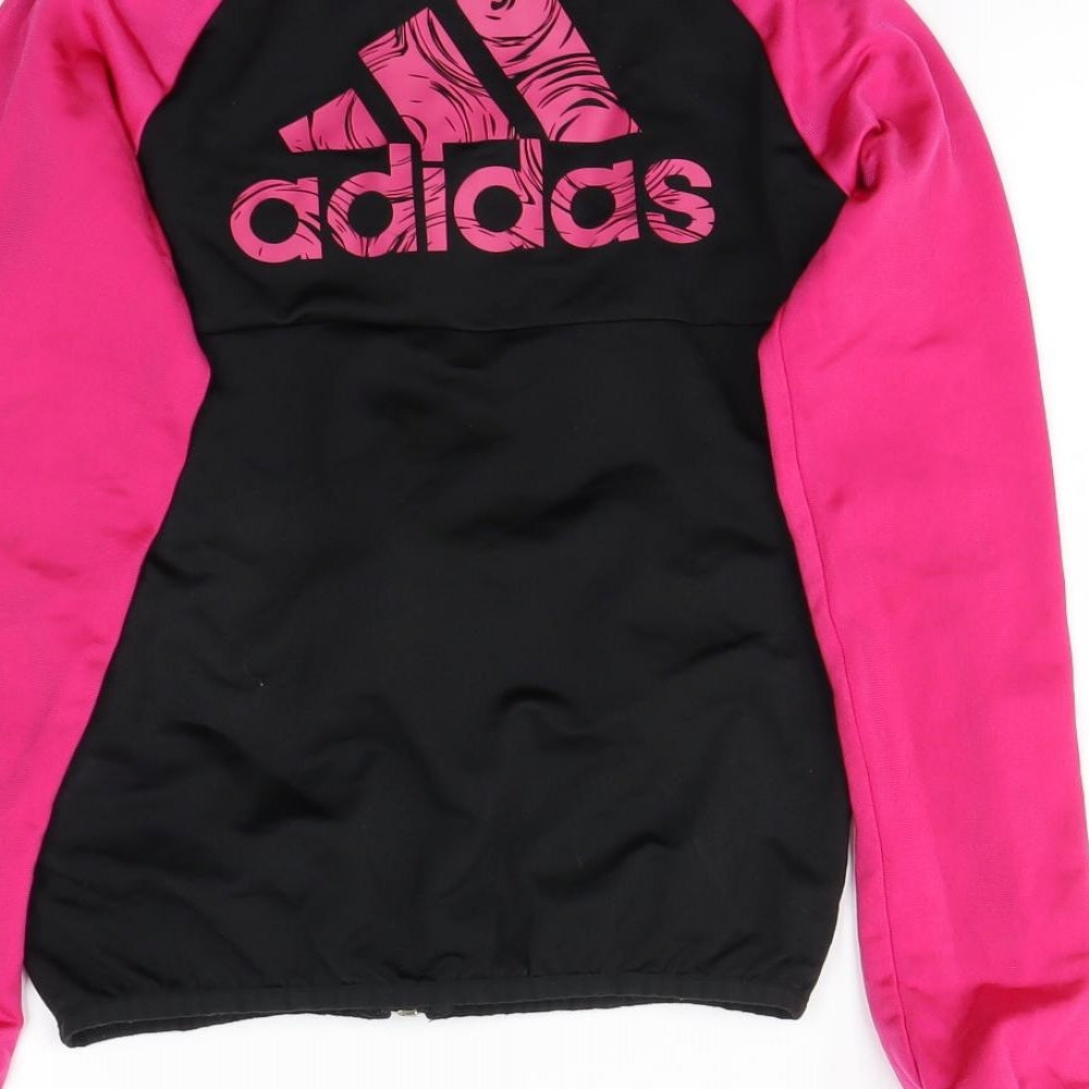adidas Girls Black   Full Zip Sweatshirt Size 9-10 Years