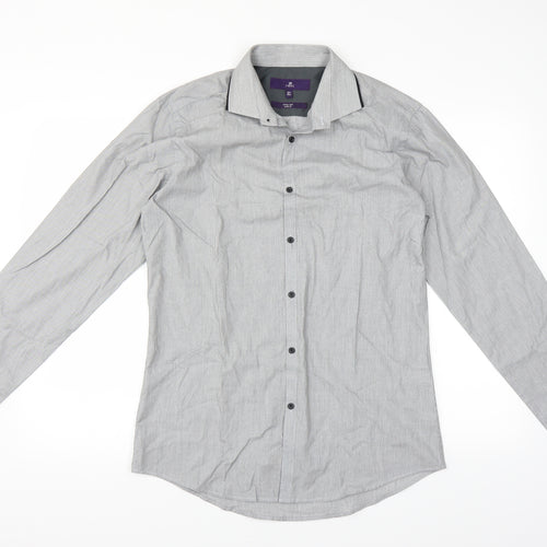 NEXT Mens Grey Striped   Dress Shirt Size 15.5