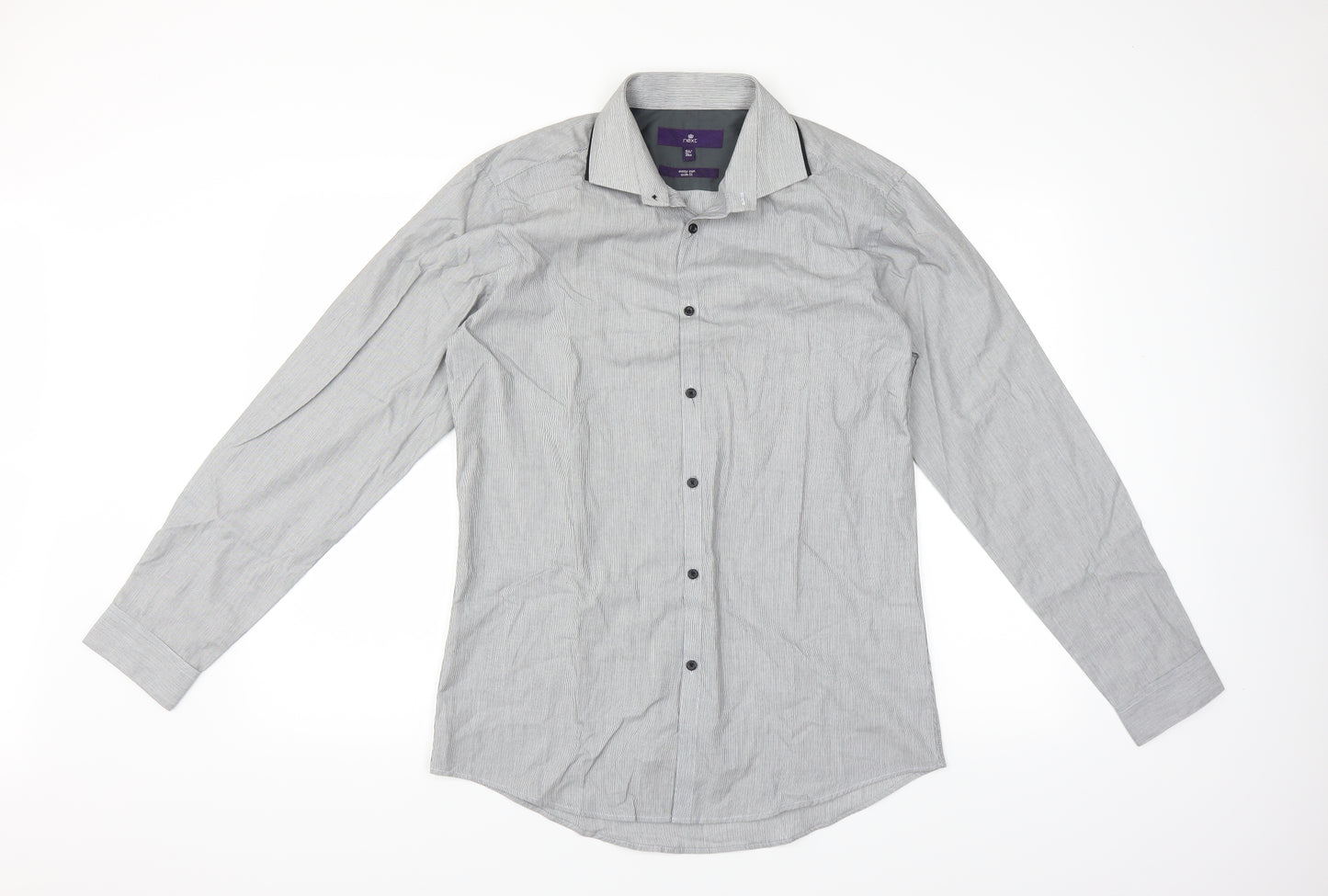 NEXT Mens Grey Striped   Dress Shirt Size 15.5
