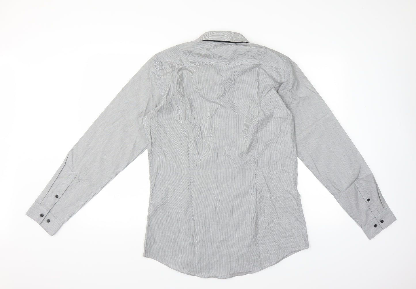 NEXT Mens Grey Striped   Dress Shirt Size 15.5