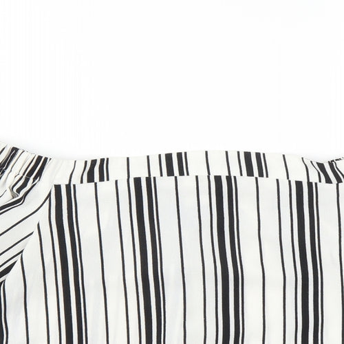 Missguided Womens White Striped  Basic Blouse Size 10  - CROPPED