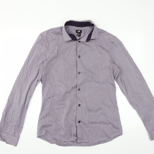 H&M Mens Purple Check   Dress Shirt Size M