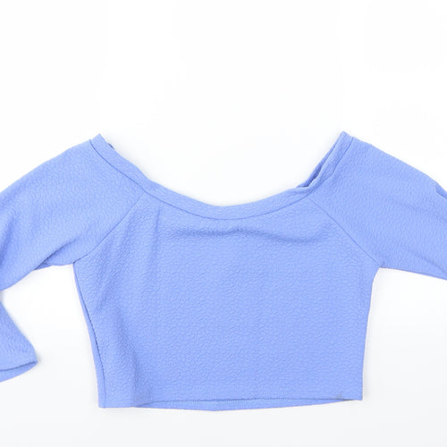 Kiah Womens Blue   Basic Blouse Size 14  - CROPPED