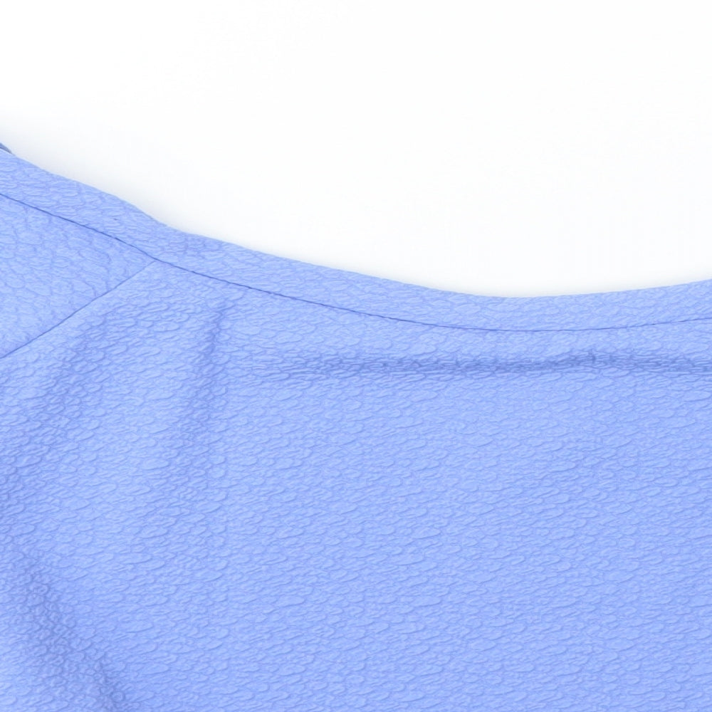 Kiah Womens Blue   Basic Blouse Size 14  - CROPPED