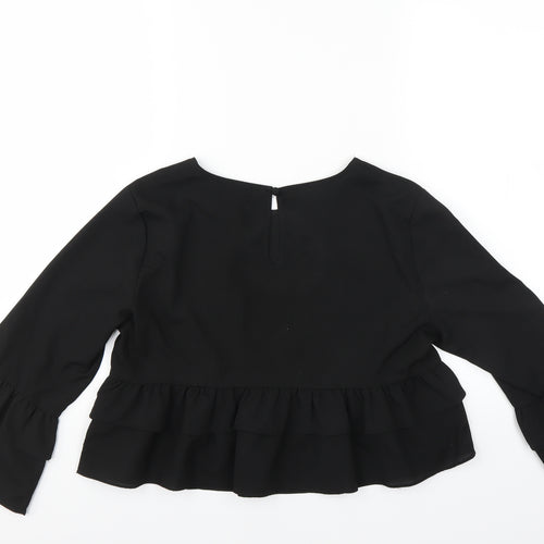 PRETTYLITTLETHING Womens Black   Basic Blouse Size 10  - CROPPED