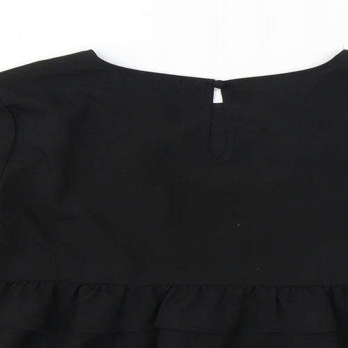 PRETTYLITTLETHING Womens Black   Basic Blouse Size 10  - CROPPED