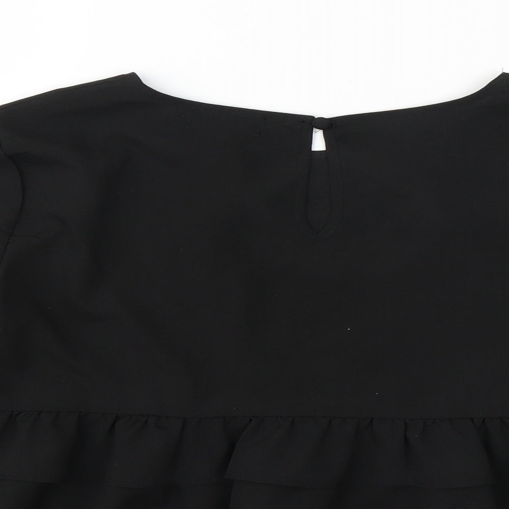PRETTYLITTLETHING Womens Black   Basic Blouse Size 10  - CROPPED