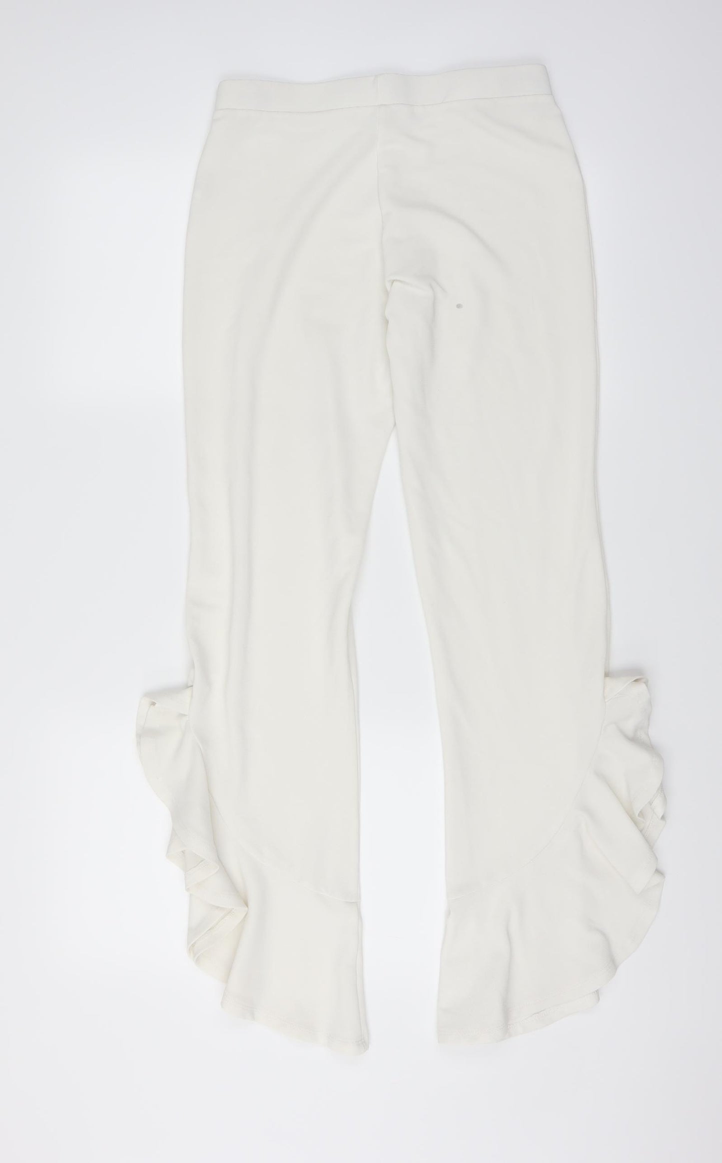 Sweewe Womens White   Trousers  Size M L30 in - ruffled leg hem detail