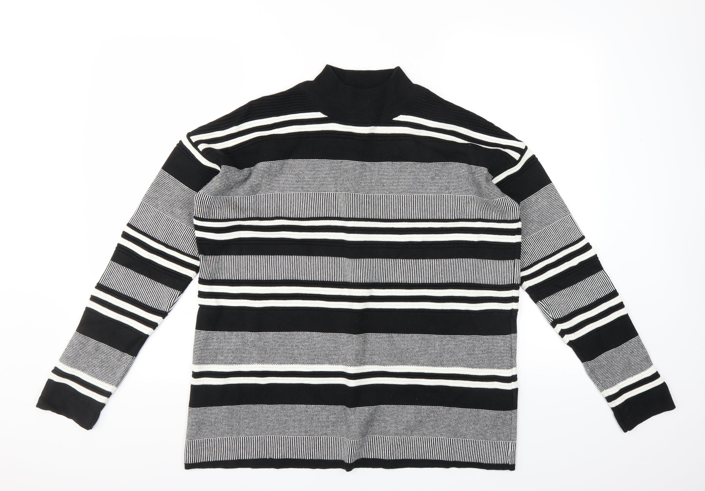 New Look Womens Black Striped  Pullover Jumper Size 12