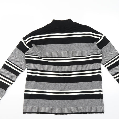 New Look Womens Black Striped  Pullover Jumper Size 12