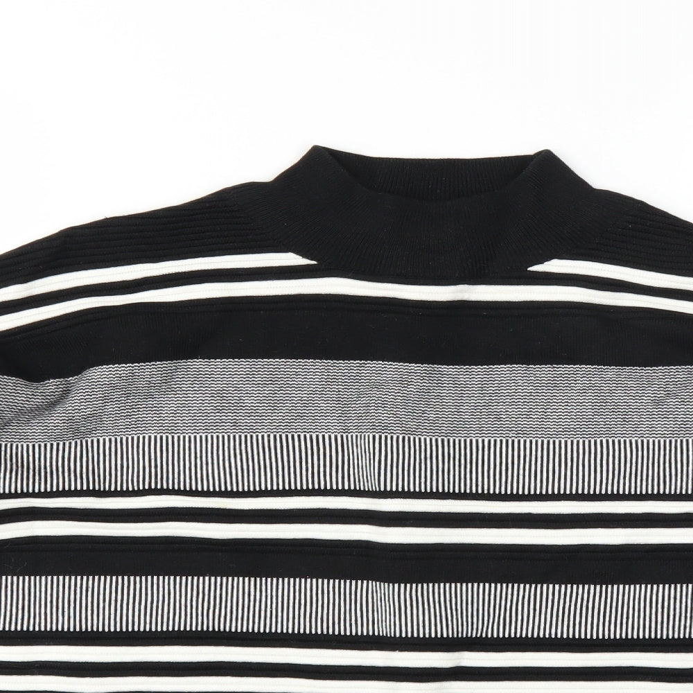 New Look Womens Black Striped  Pullover Jumper Size 12
