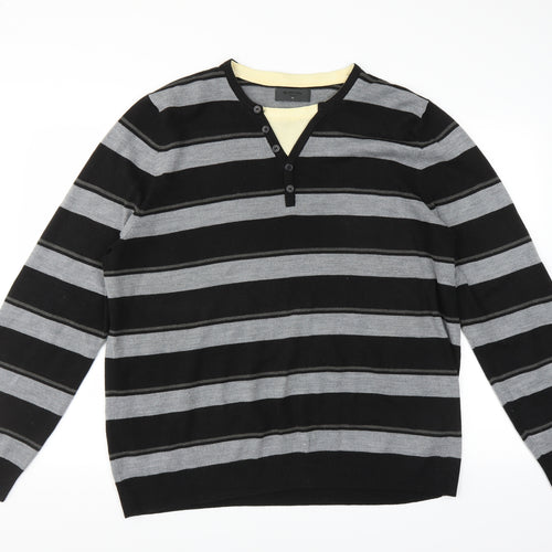 Burton Mens Black Striped  Pullover Jumper Size XL