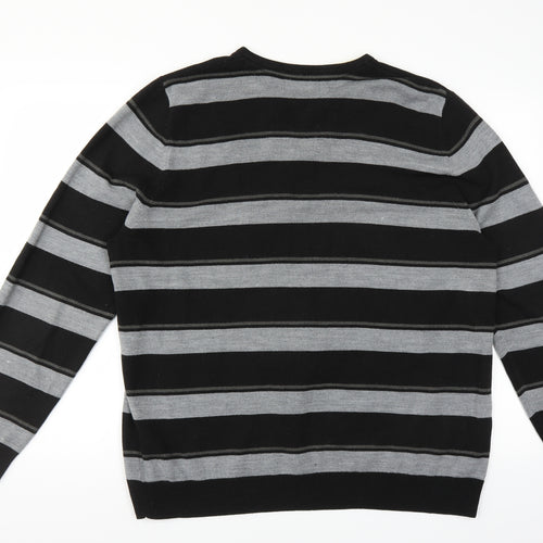 Burton Mens Black Striped  Pullover Jumper Size XL