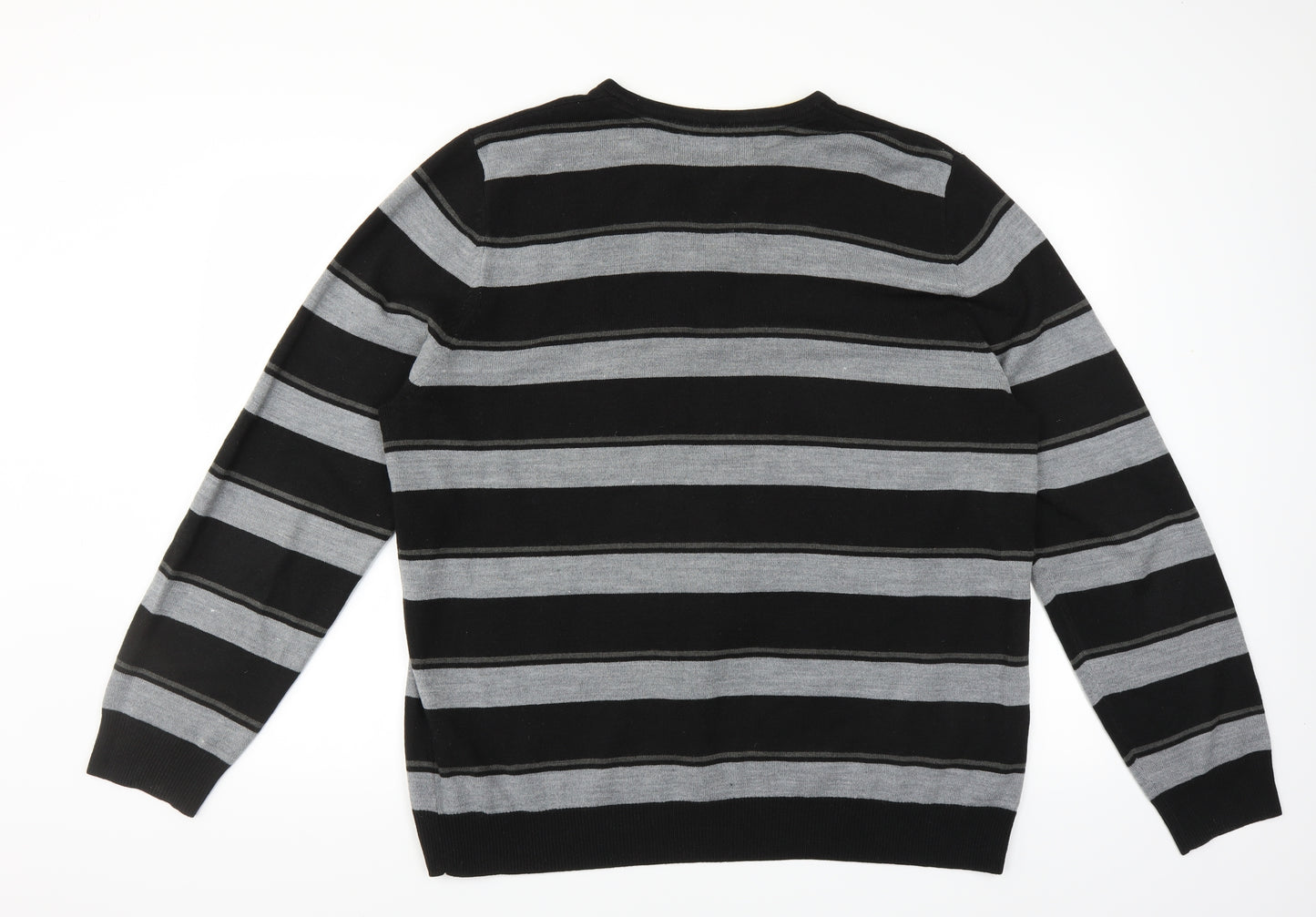 Burton Mens Black Striped  Pullover Jumper Size XL