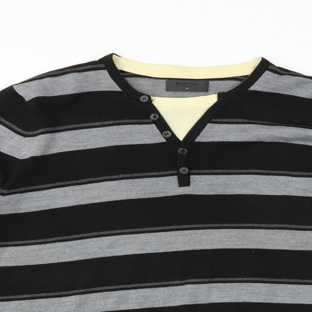 Burton Mens Black Striped  Pullover Jumper Size XL