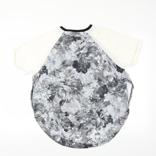 River Island Womens Grey Floral  Basic Blouse Size 10  - open sides