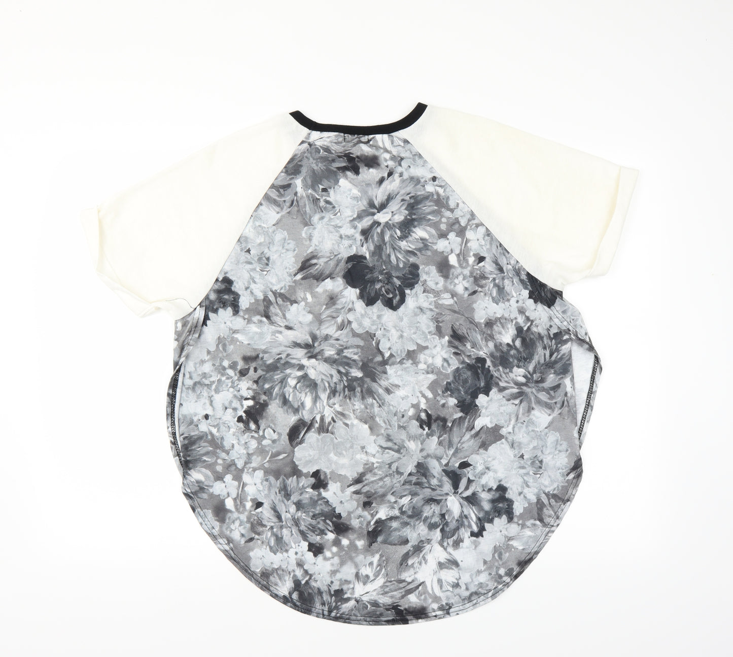 River Island Womens Grey Floral  Basic Blouse Size 10  - open sides