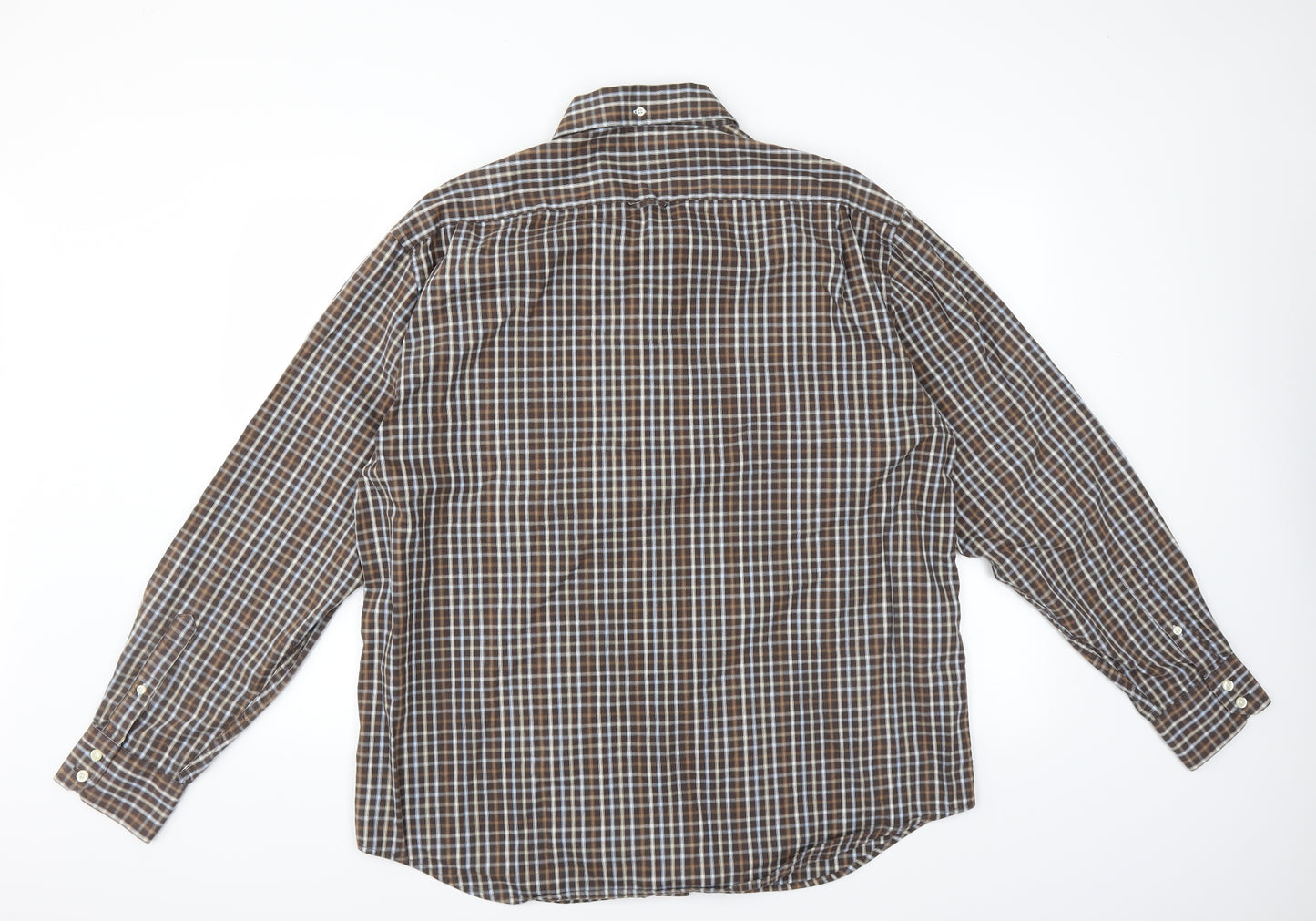 Easy Mens Brown Check   Button-Up Size XL