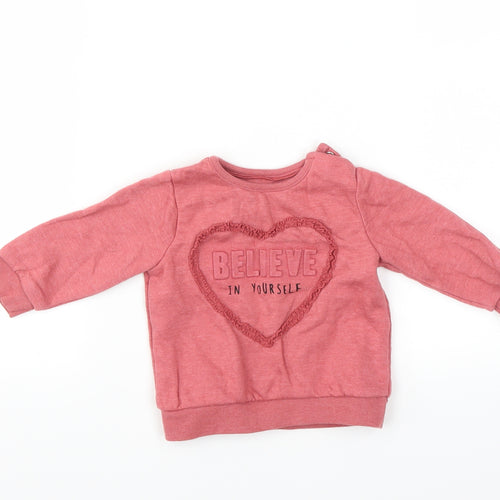 F&F Girls Pink   Pullover Jumper Size 3-6 Months  - Believe in yourself