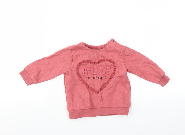 F&F Girls Pink   Pullover Jumper Size 3-6 Months  - Believe in yourself