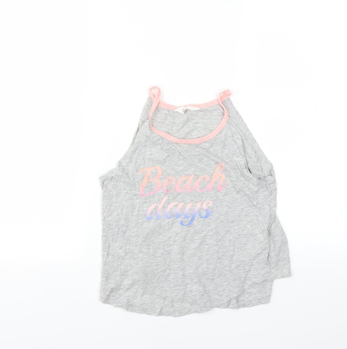 H&M Girls Grey   Basic T-Shirt Size 10-11 Years  - beach days