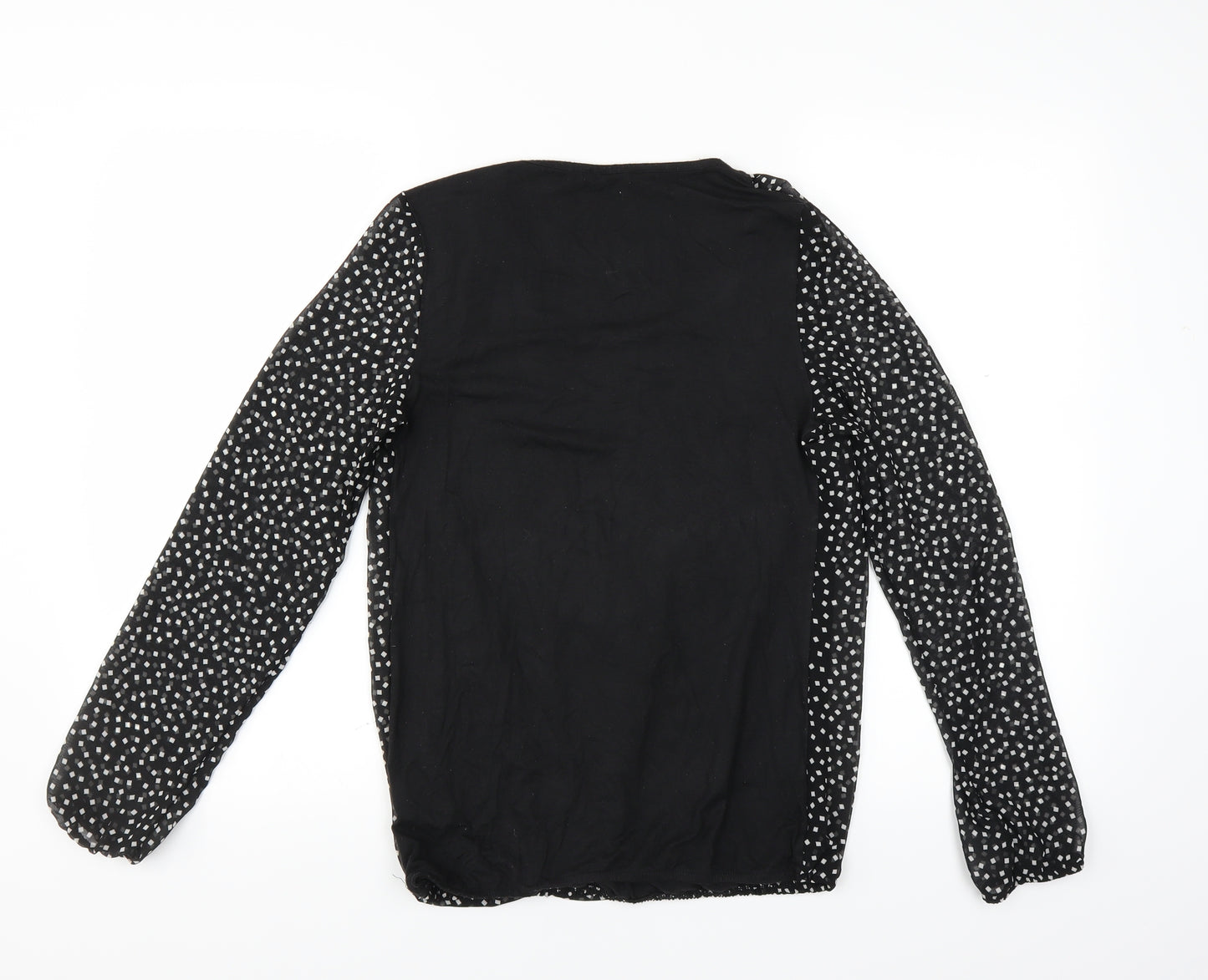 George Womens Black Geometric  Basic Blouse Size 8