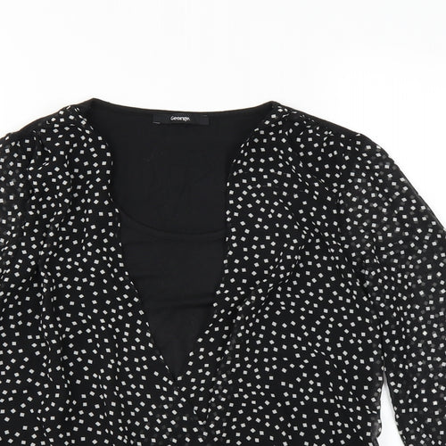 George Womens Black Geometric  Basic Blouse Size 8