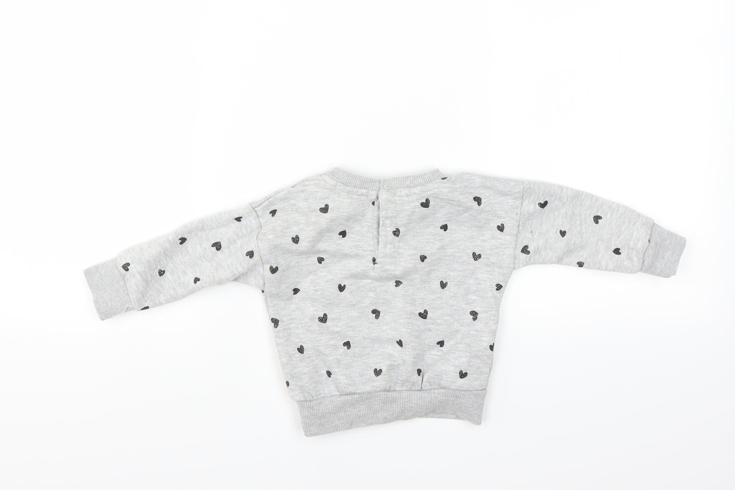 Primark Baby Grey   Pullover Jumper Size 6-9 Months  - sweatshirt heart print
