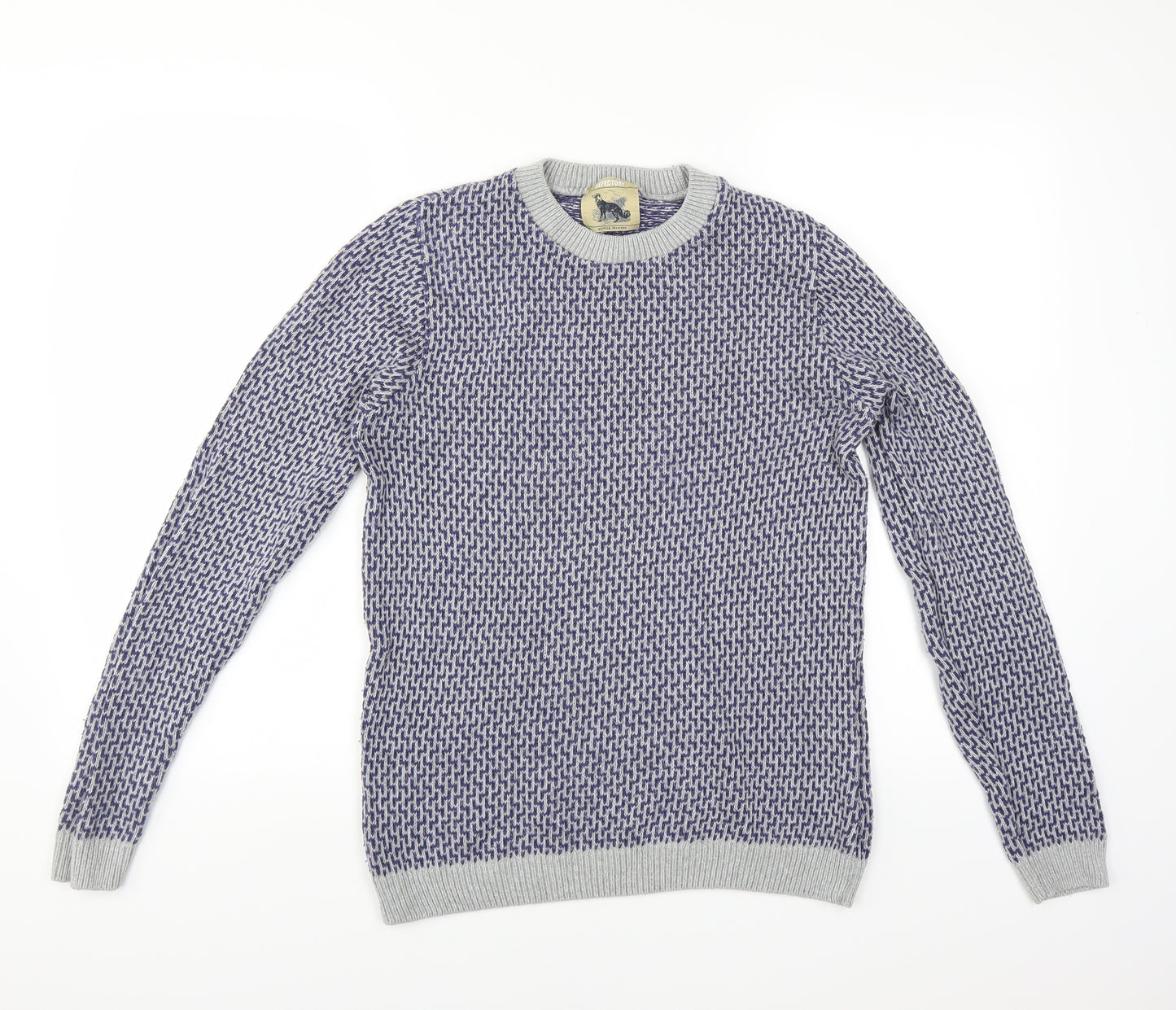 Refectory Mens Blue Geometric  Pullover Jumper