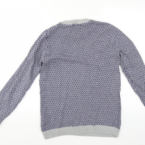Refectory Mens Blue Geometric  Pullover Jumper