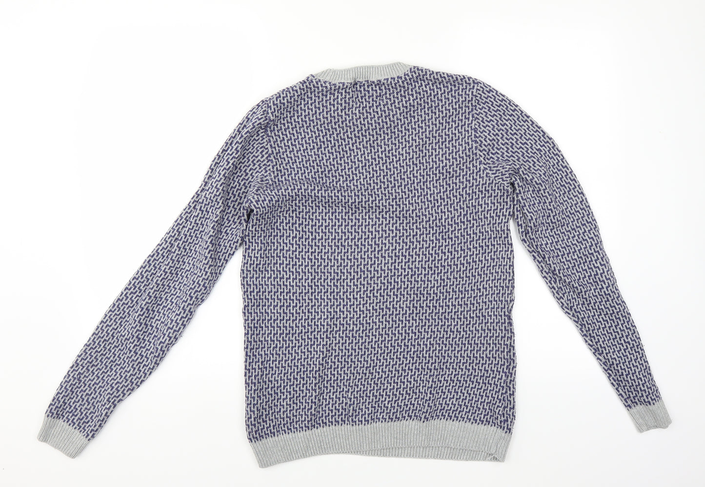 Refectory Mens Blue Geometric  Pullover Jumper