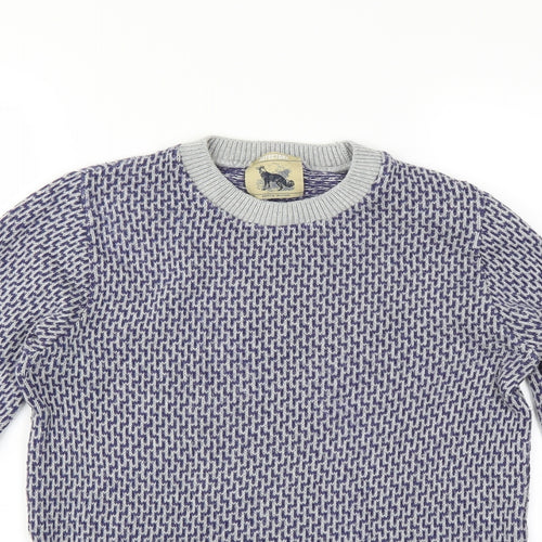 Refectory Mens Blue Geometric  Pullover Jumper