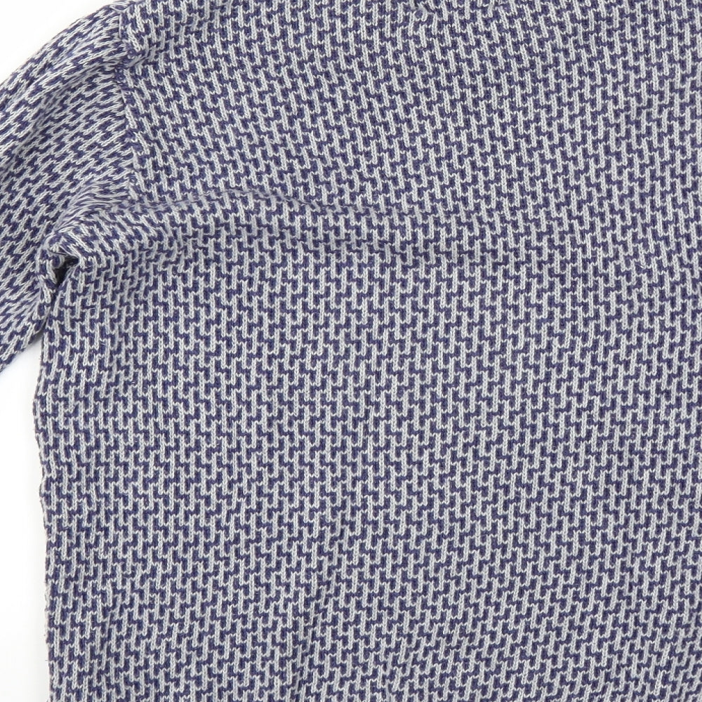 Refectory Mens Blue Geometric  Pullover Jumper