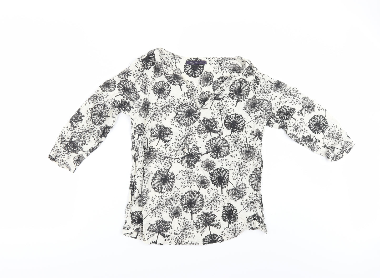 Marks and Spencer Womens Ivory Floral  Tunic Blouse Size 8