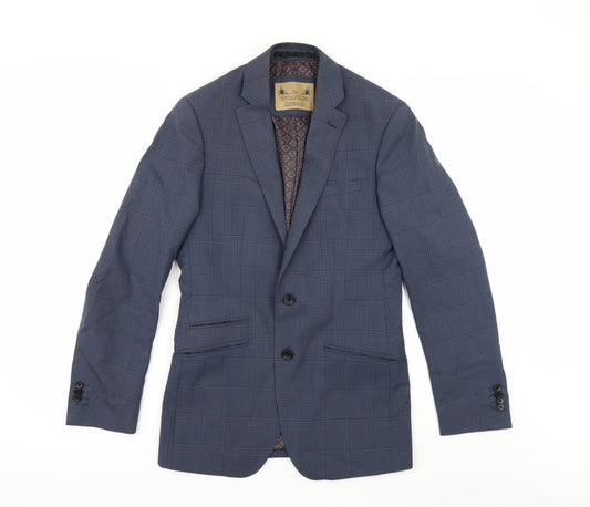 Front view of The Spitalfieldss Clothing Co men’s blue check jacket suit, size 36